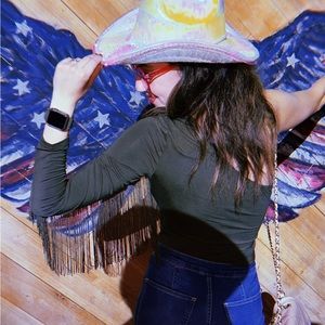 One Shoulder Fringe Bodysuit